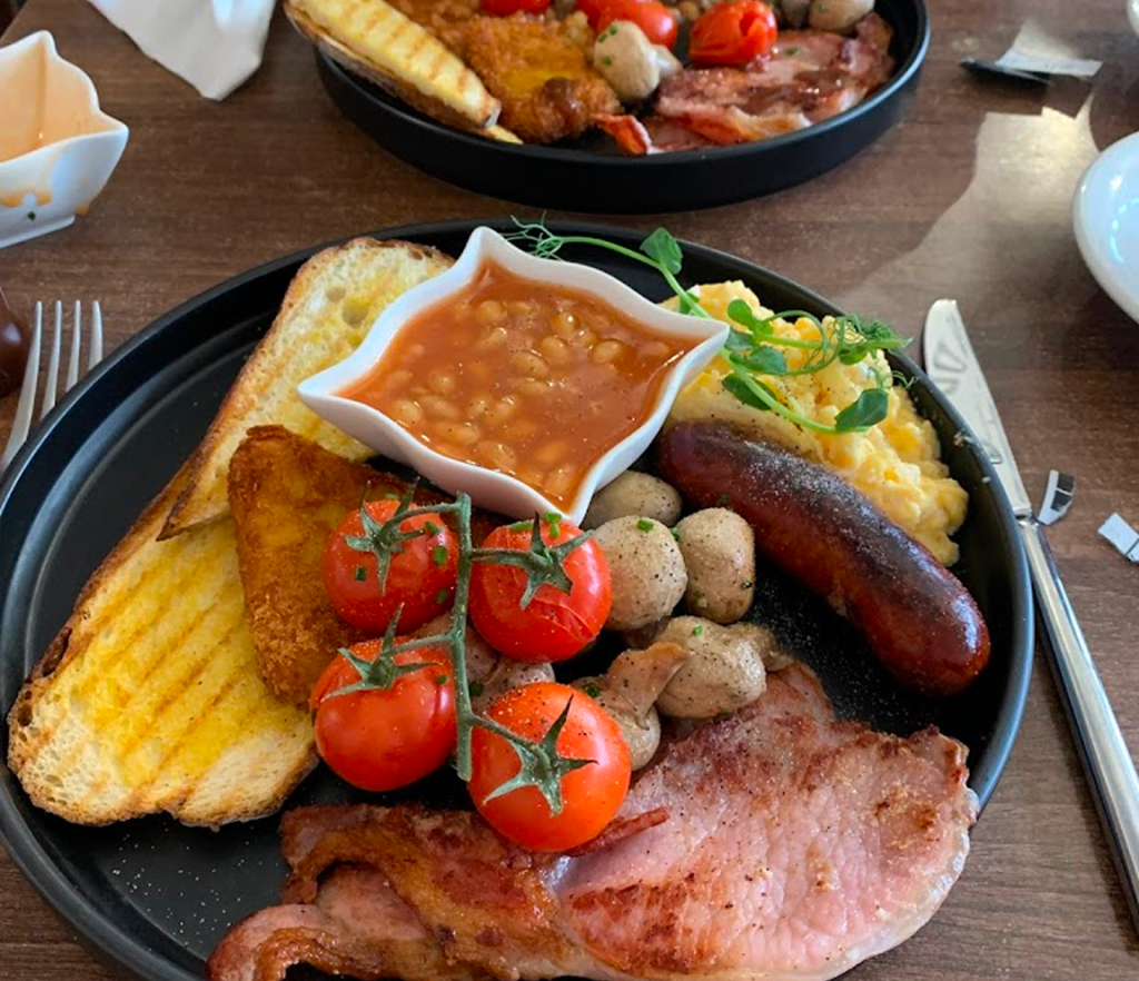 Cafe breakfast spread
